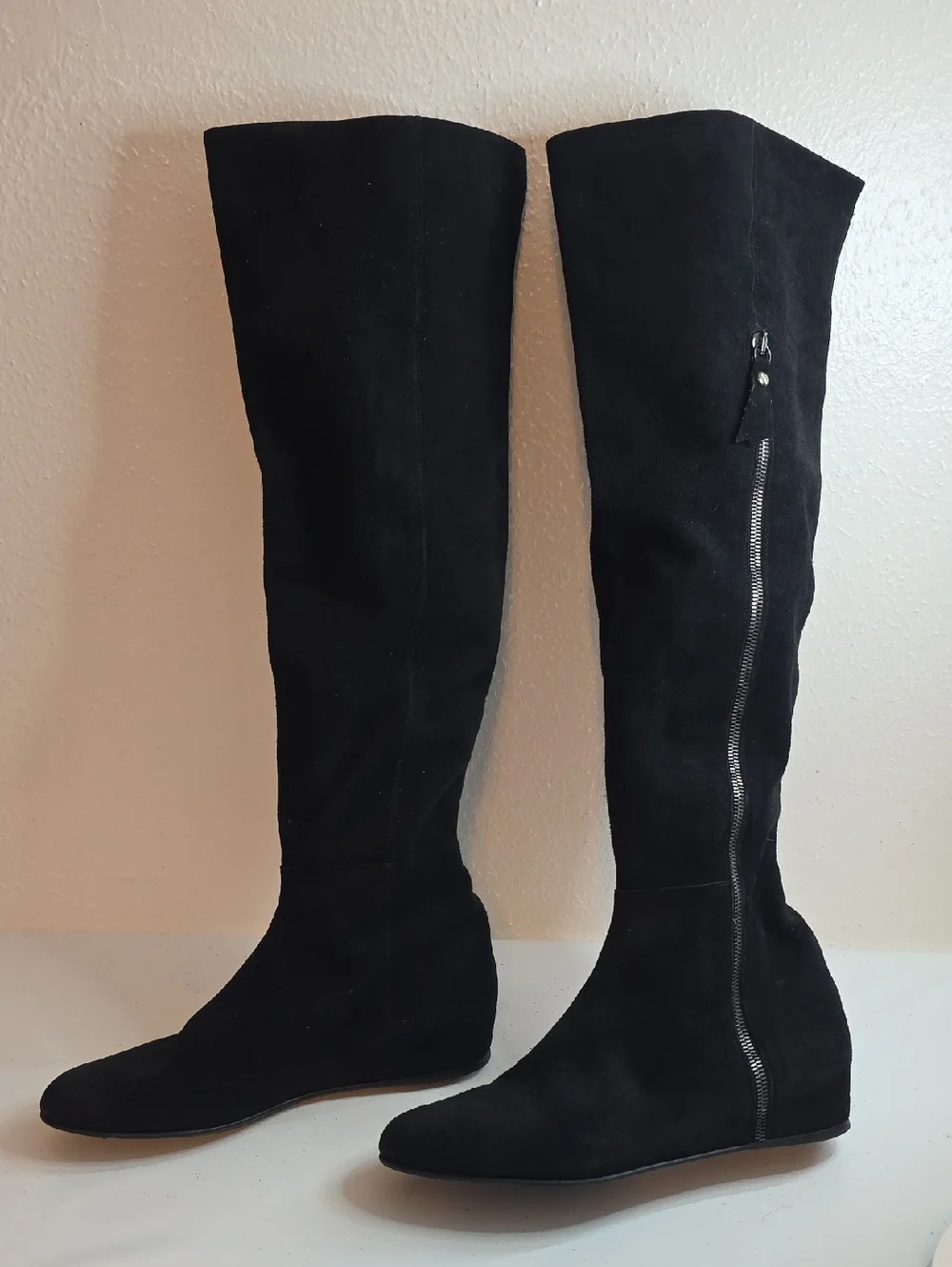 STUART WEITZMAN LEATHER SUEDE OVER THE KNEE TALL BLACK BOOTS LADIES 8.5